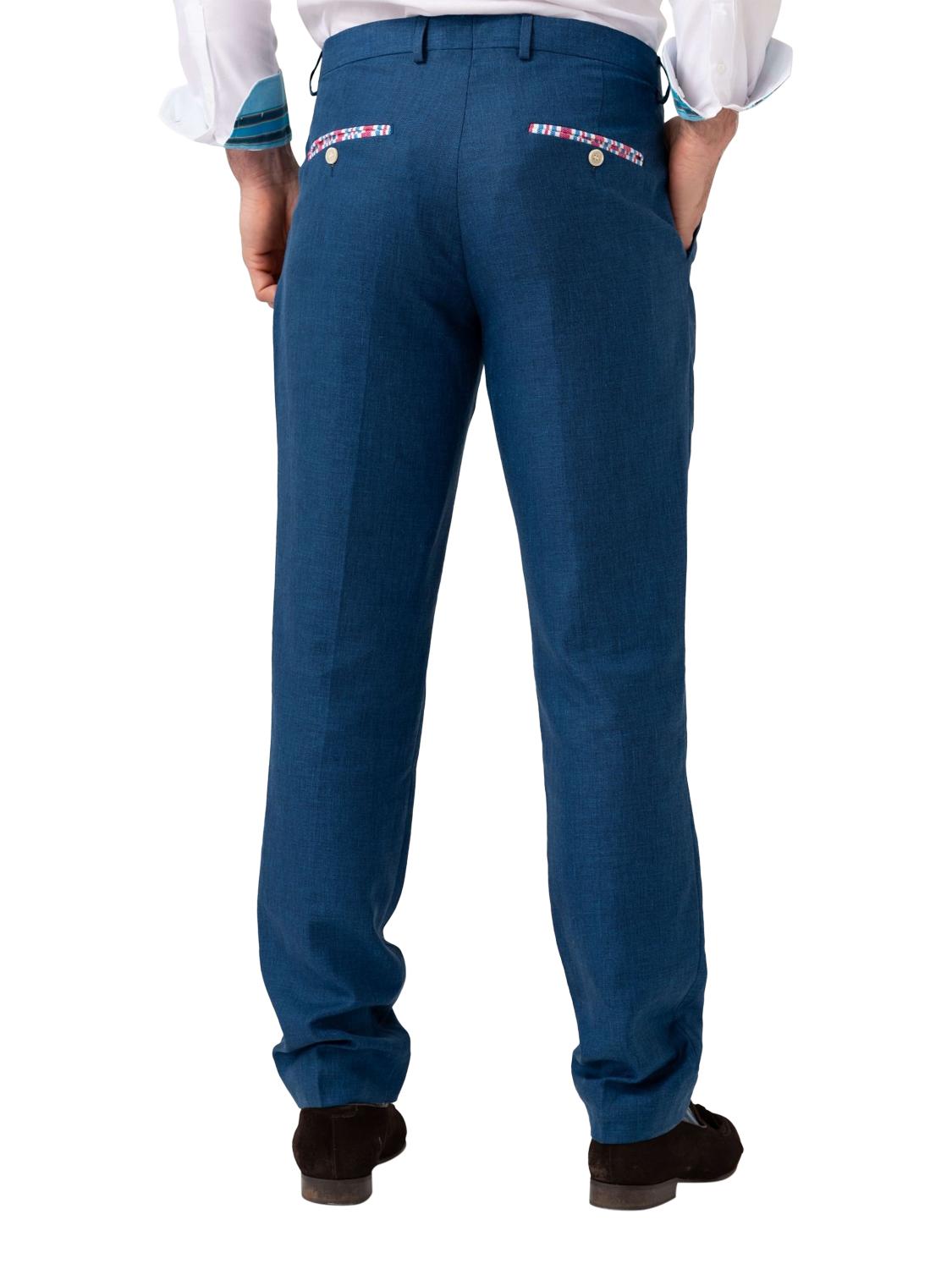 Product image 2 of 8, which shows KOY Linen Blend Suit Trousers, Blue Teal, W30/L34