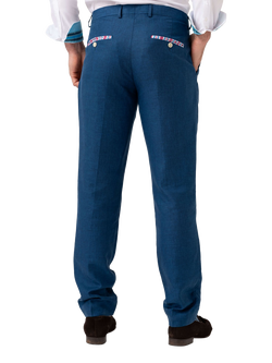 KOY Linen Blend Suit Trousers, Blue Teal - view 2, Blue Teal