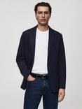 Mango Verner Cotton Blend Blazer, Navy