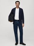 Mango Verner Cotton Blend Blazer, Navy
