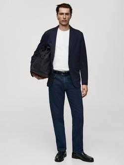 Mango Verner Cotton Blend Blazer, Navy - view 2, Navy