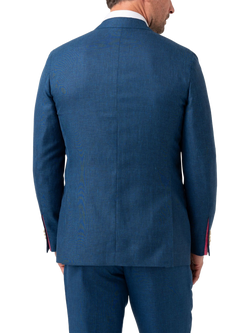 KOY Linen Wool Silk Blend Blazer - view 2, Blue Teal