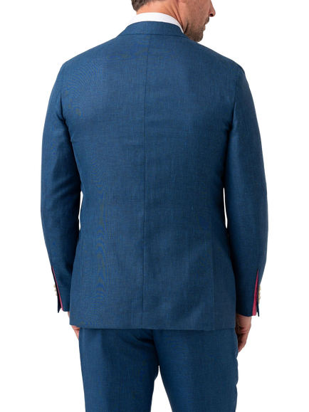 KOY Linen Wool Silk Blend Blazer - view 2, Blue Teal