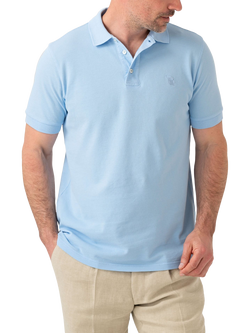 KOY Regular Fit Short Sleeve Pique Cotton Polo Shirt, Light Blue