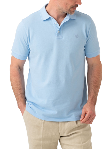 KOY Regular Fit Short Sleeve Pique Cotton Polo Shirt, Light Blue