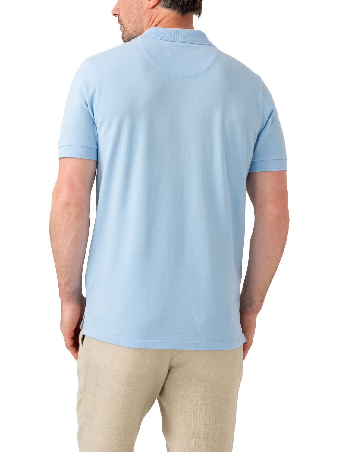 Product image 2 of 6, which shows KOY Cotton Regular Fit Short Sleeve Pique Polo Shirt, Light Blue, S