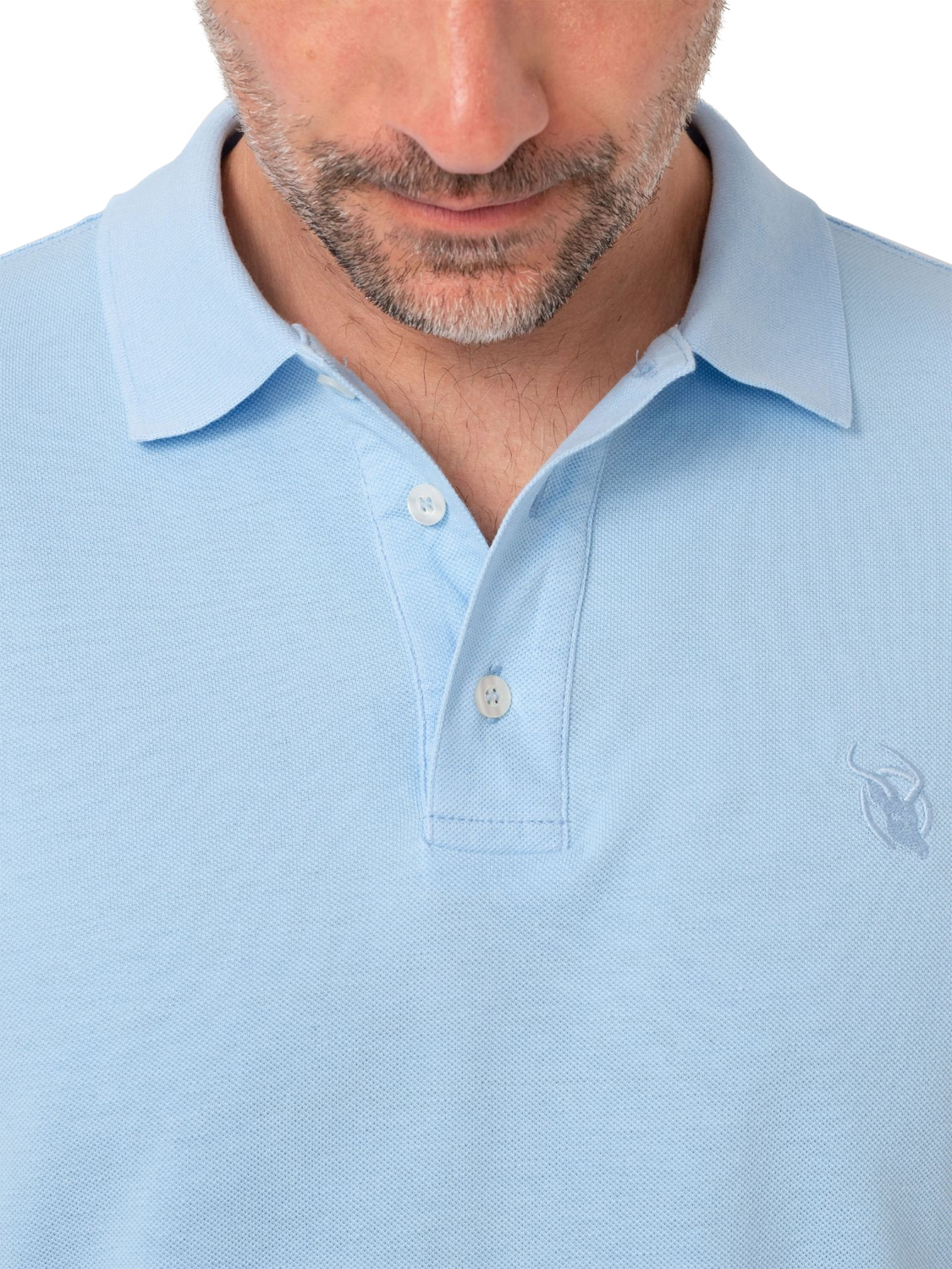 Product image 6 of 6, which shows KOY Cotton Regular Fit Short Sleeve Pique Polo Shirt, Light Blue, S