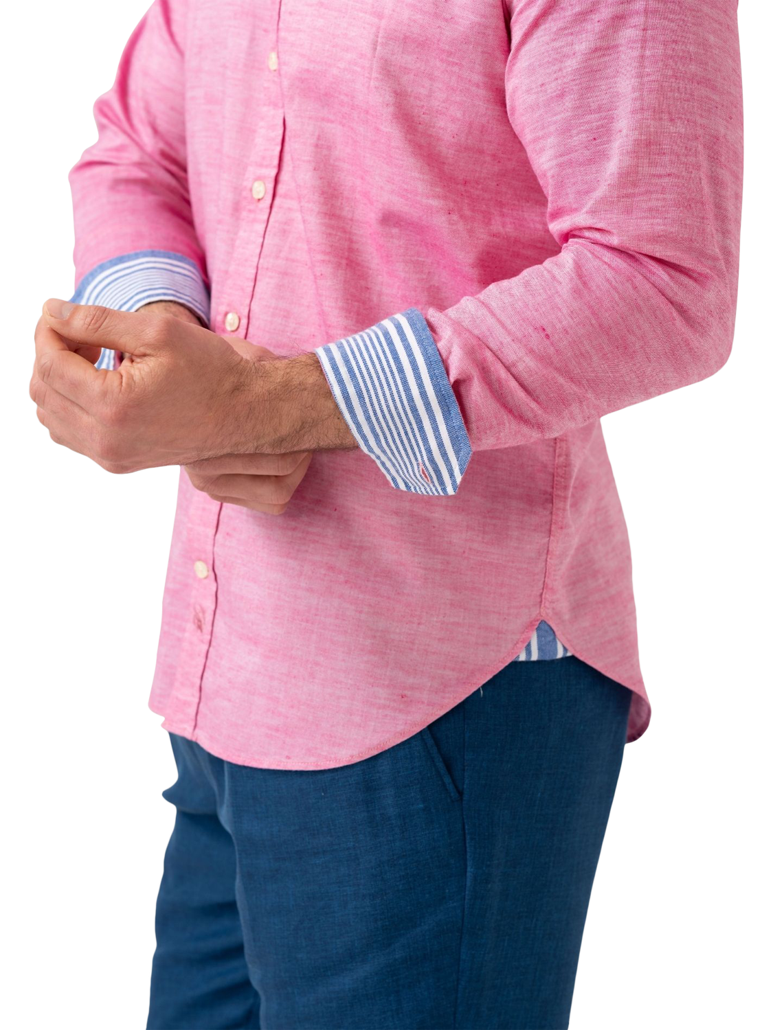 Product image 6 of 7, which shows KOY Cotton Linen Blend Regular Fit Shirt, Coral, S