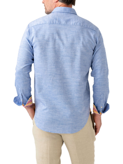 KOY Cotton Linen Blend Regular Fit Shirt - view 2, Deep Blue