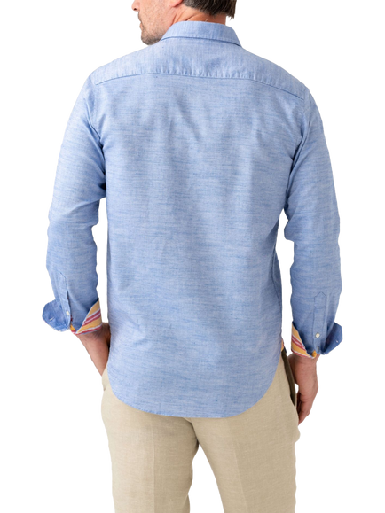 KOY Cotton Linen Blend Regular Fit Shirt - view 2, Deep Blue