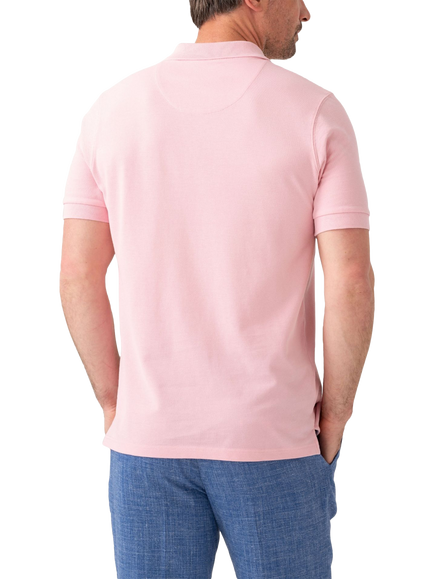 KOY Regular Fit Short Sleeve Pique Cotton Polo Shirt, Pink - view 2, Pink