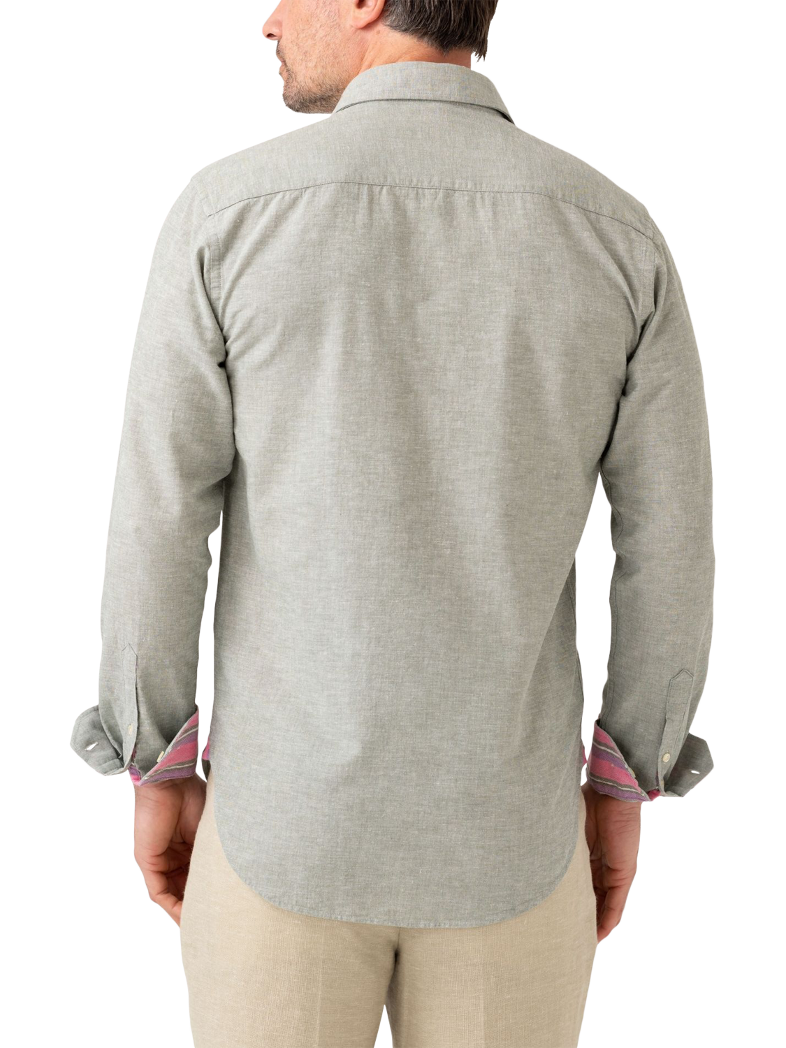 Product image 2 of 8, which shows KOY Cotton Linen Blend Regular Fit Shirt, Green, S