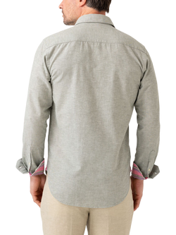 KOY Cotton Linen Blend Regular Fit Shirt - view 2, Green