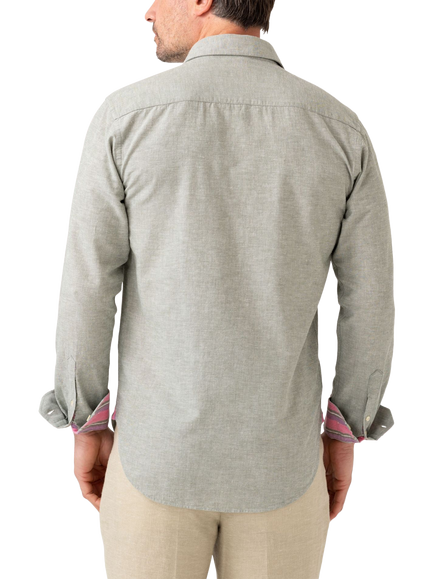 KOY Cotton Linen Blend Regular Fit Shirt - view 2, Green