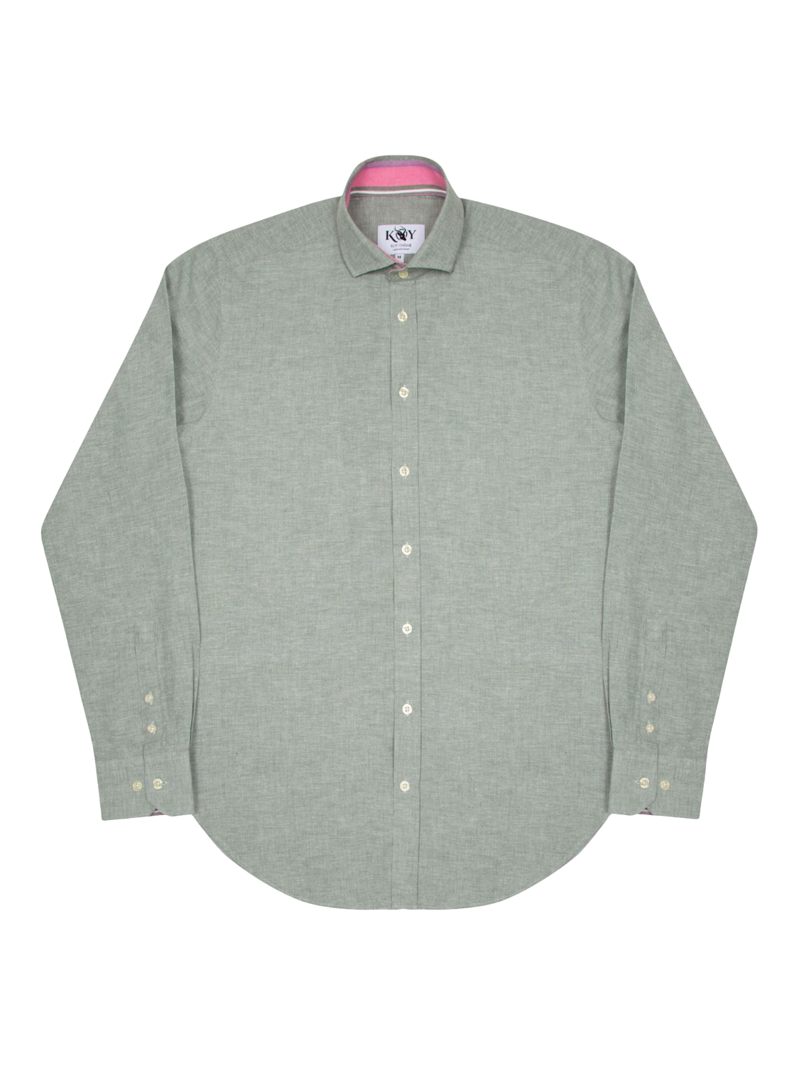 Product image 4 of 8, which shows KOY Cotton Linen Blend Regular Fit Shirt, Green, S