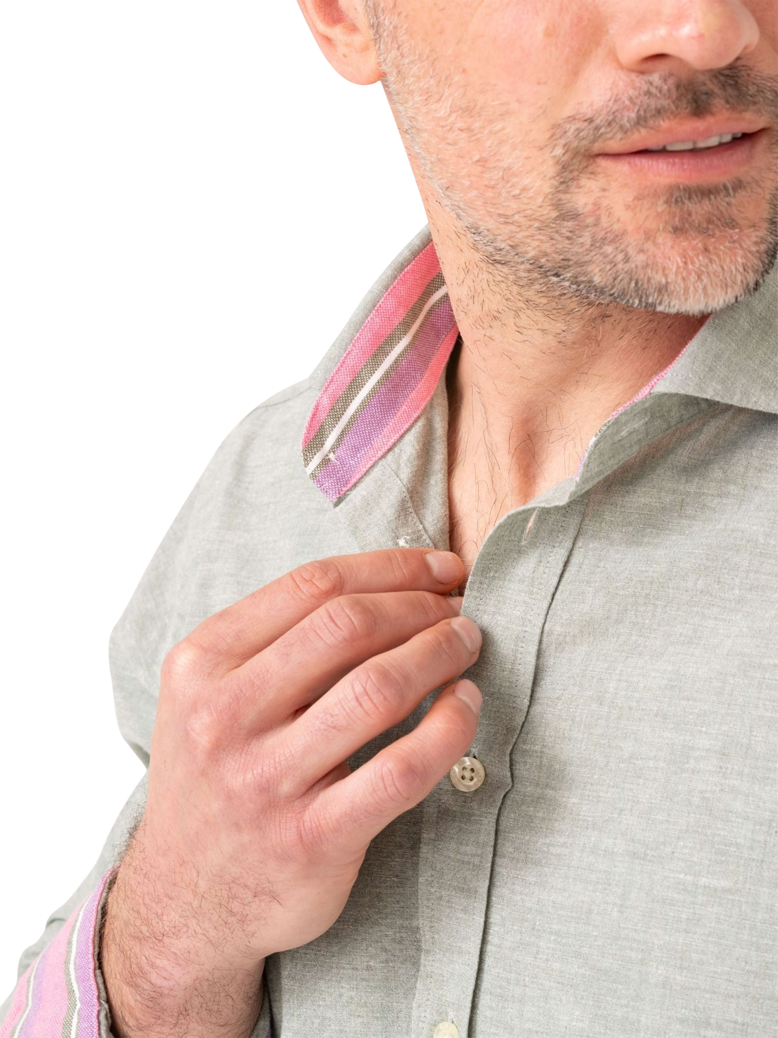 Product image 6 of 8, which shows KOY Cotton Linen Blend Regular Fit Shirt, Green, S