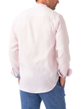 KOY Linen Striped African Kikoy Regular Fit Grandad Collar Shirt, Light Pink