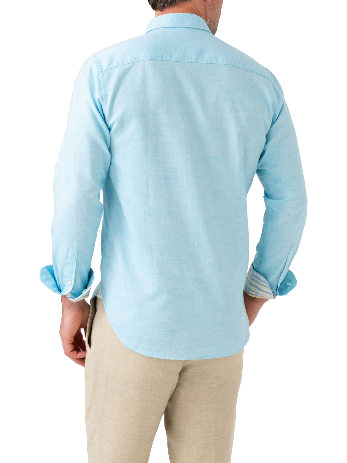 Product image 2 of 7, which shows KOY Cotton Linen Blend Regular Fit Shirt, Turquoise, S