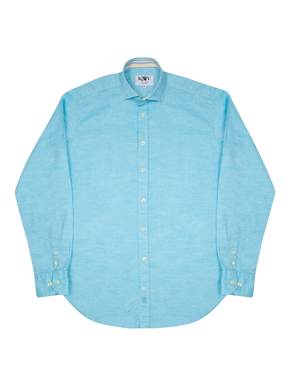 Product image 4 of 7, which shows KOY Cotton Linen Blend Regular Fit Shirt, Turquoise, S