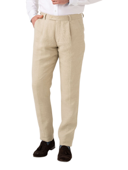 KOY Linen Wool Silk Blend Trousers, Natural Beige, Natural Beige