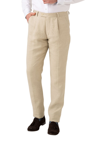 KOY Linen Wool Silk Blend Trousers, Natural Beige, Natural Beige
