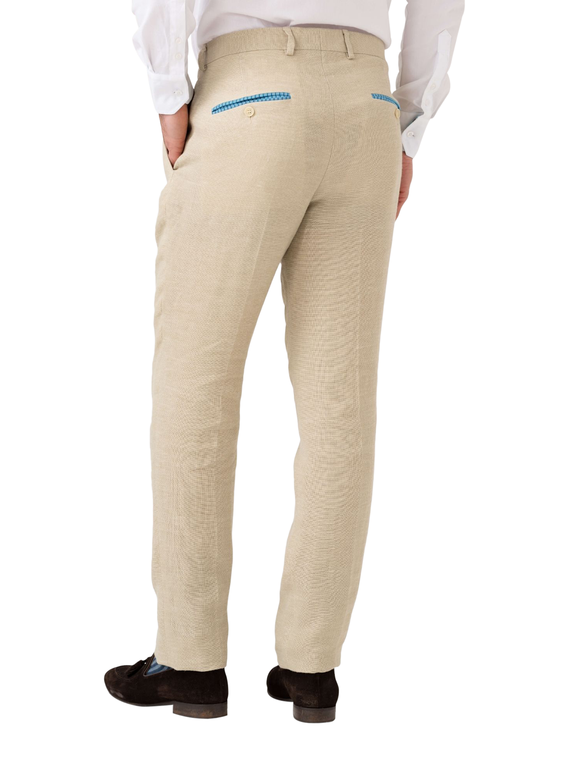Product image 2 of 8, which shows KOY Linen Wool Silk Blend Trousers, Natural Beige, W30/L34