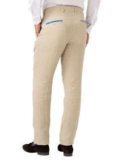 KOY Linen Wool Silk Blend Trousers, Natural Beige - view 2, Natural Beige
