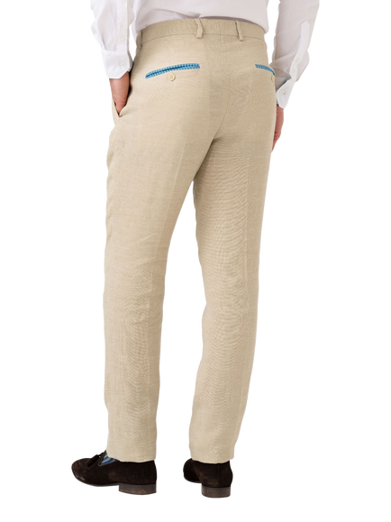 KOY Linen Wool Silk Blend Trousers, Natural Beige - view 2, Natural Beige