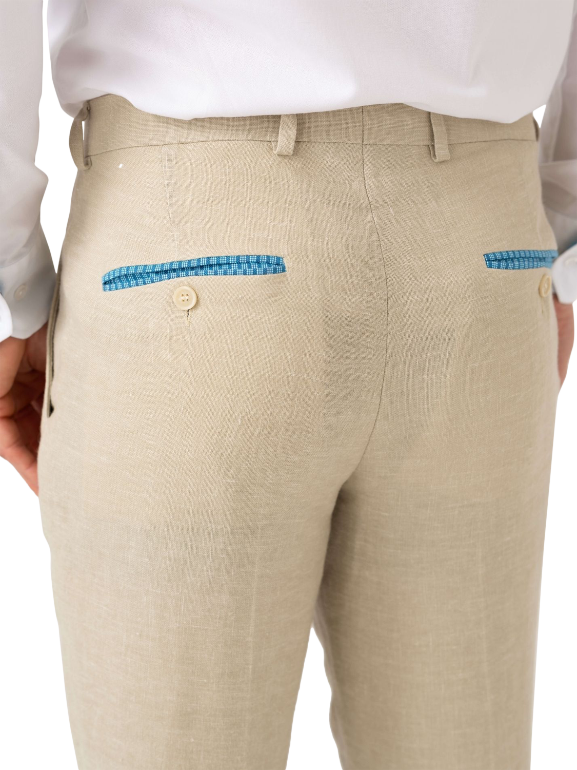 Product image 5 of 8, which shows KOY Linen Wool Silk Blend Trousers, Natural Beige, W30/L34