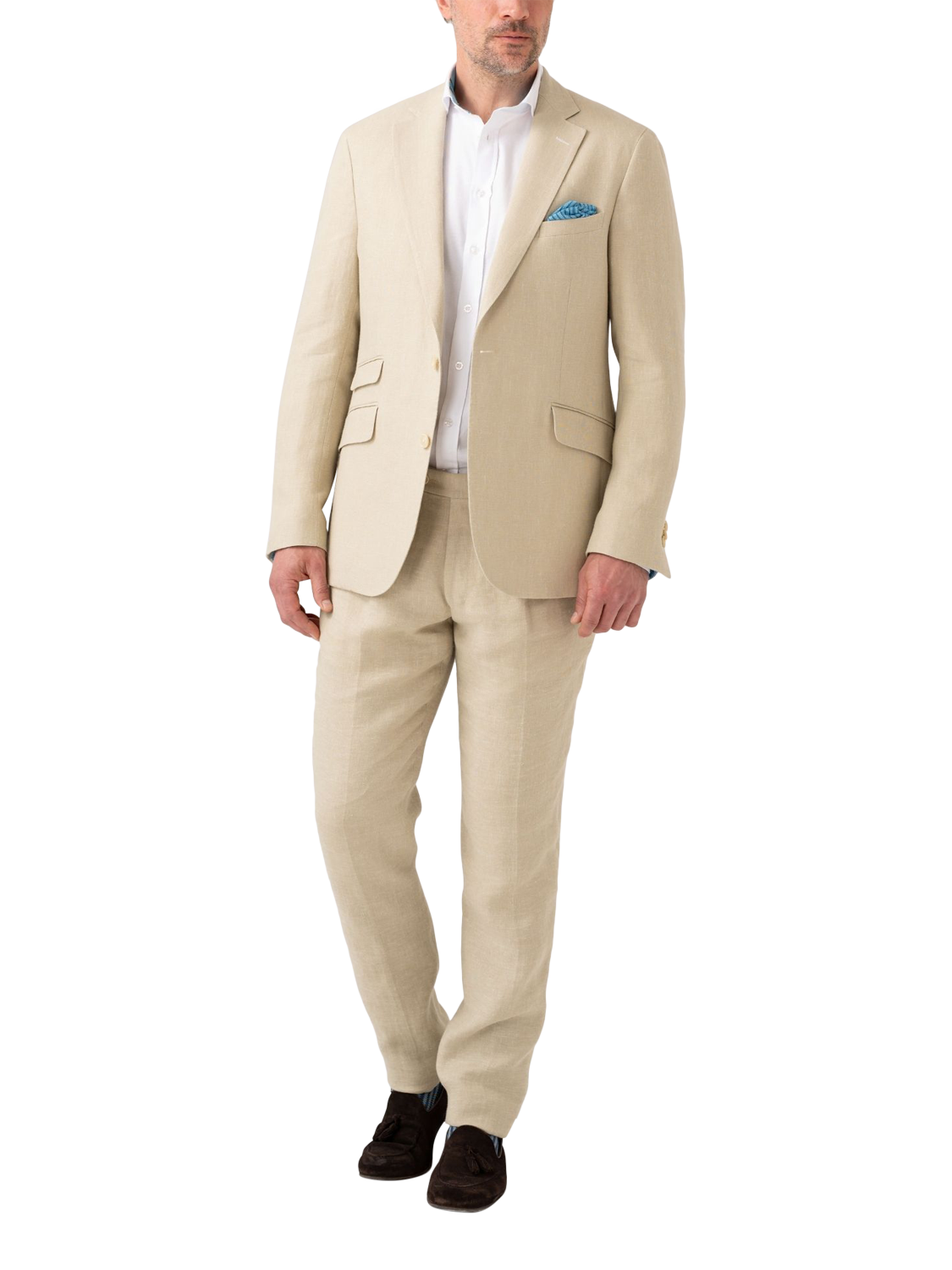 Product image 7 of 8, which shows KOY Linen Wool Silk Blend Trousers, Natural Beige, W30/L34