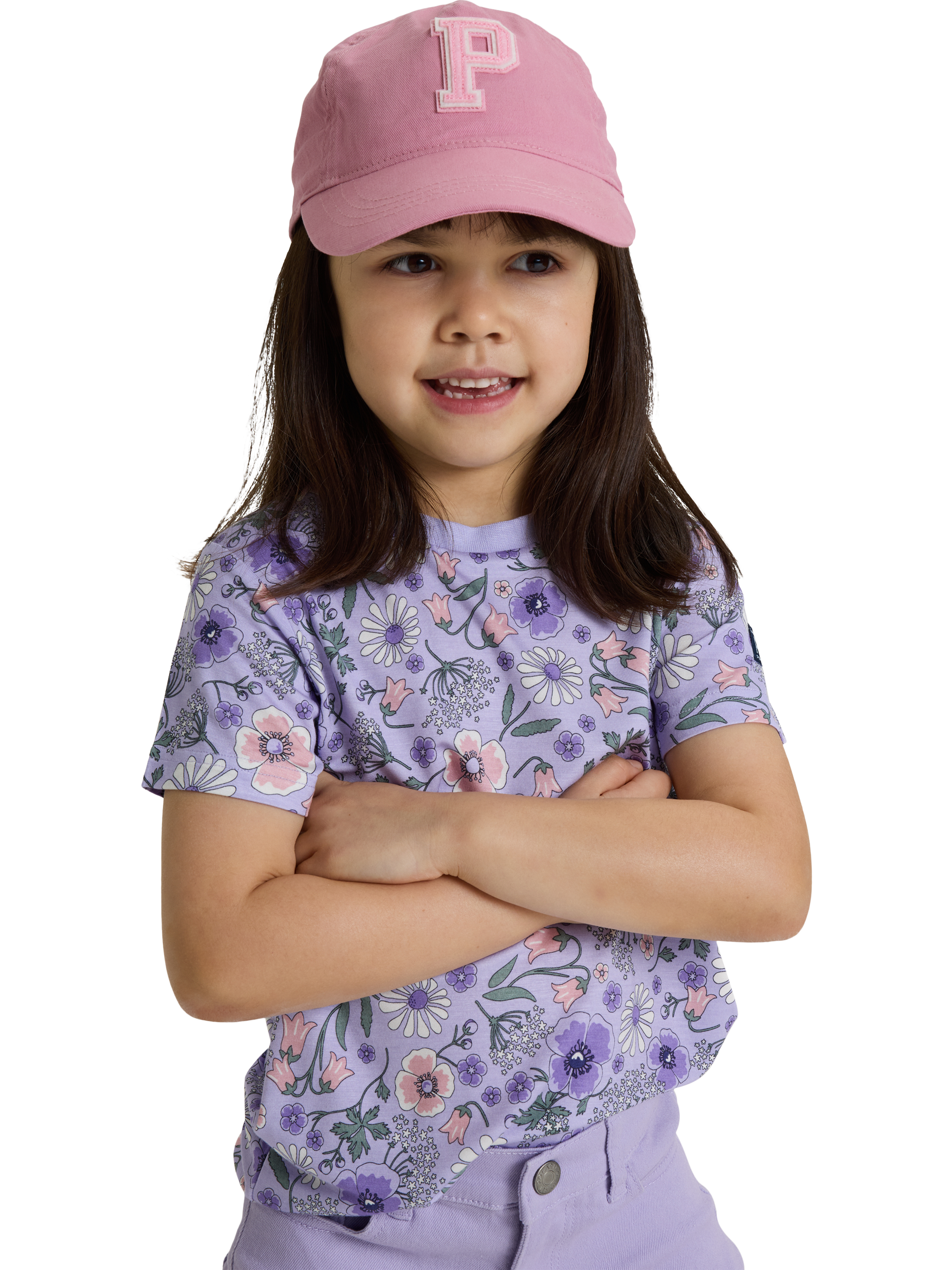 Polarn O. Pyret Kids' Floral T-Shirt, Purple