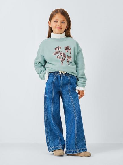 John Lewis Kids' Graphic Flowers Sweatshirt, Blue - view 2, Blue