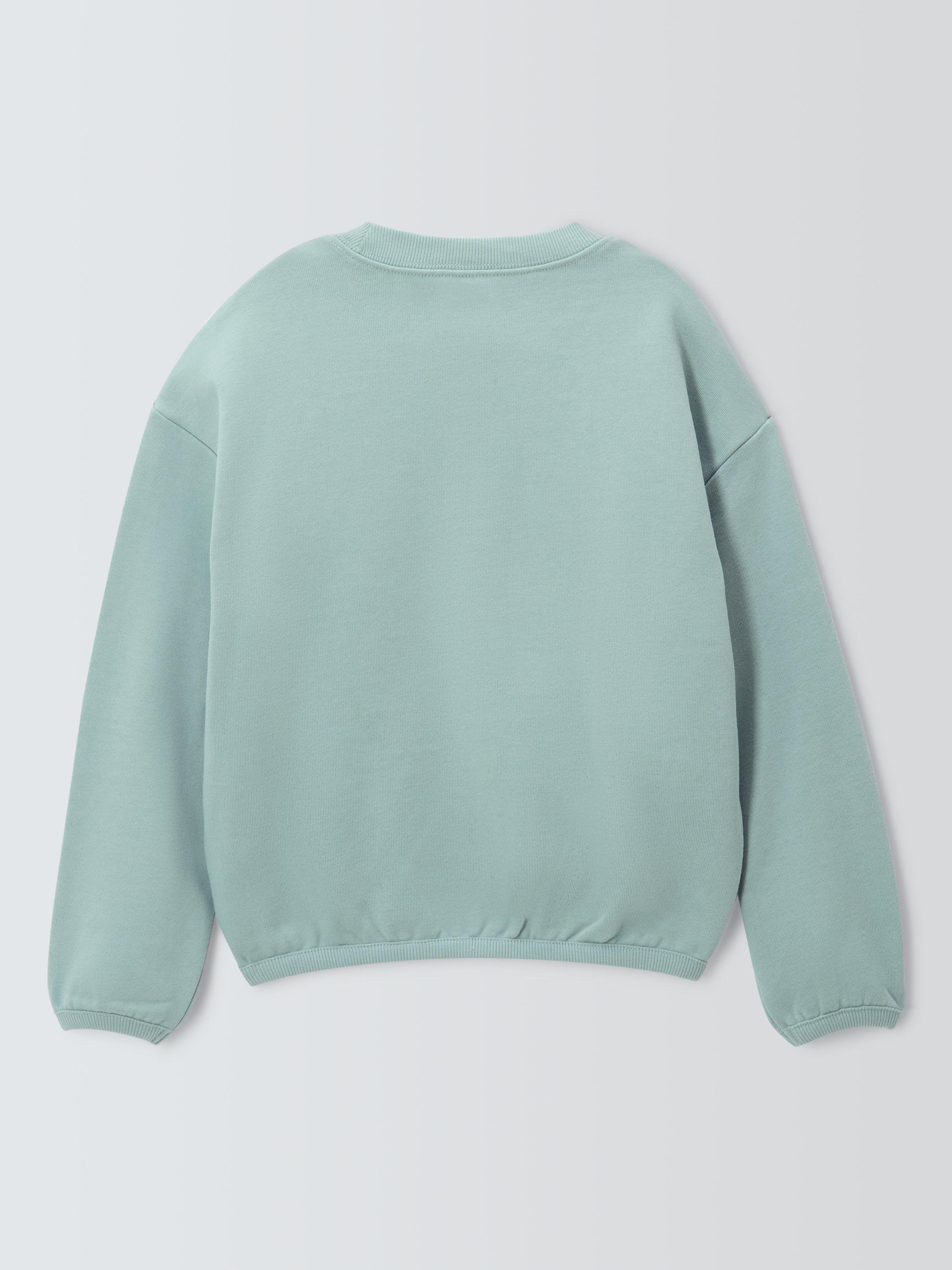 Product image 2 of 3, which shows John Lewis Kids' Graphic Flowers Sweatshirt, Blue, 3 years