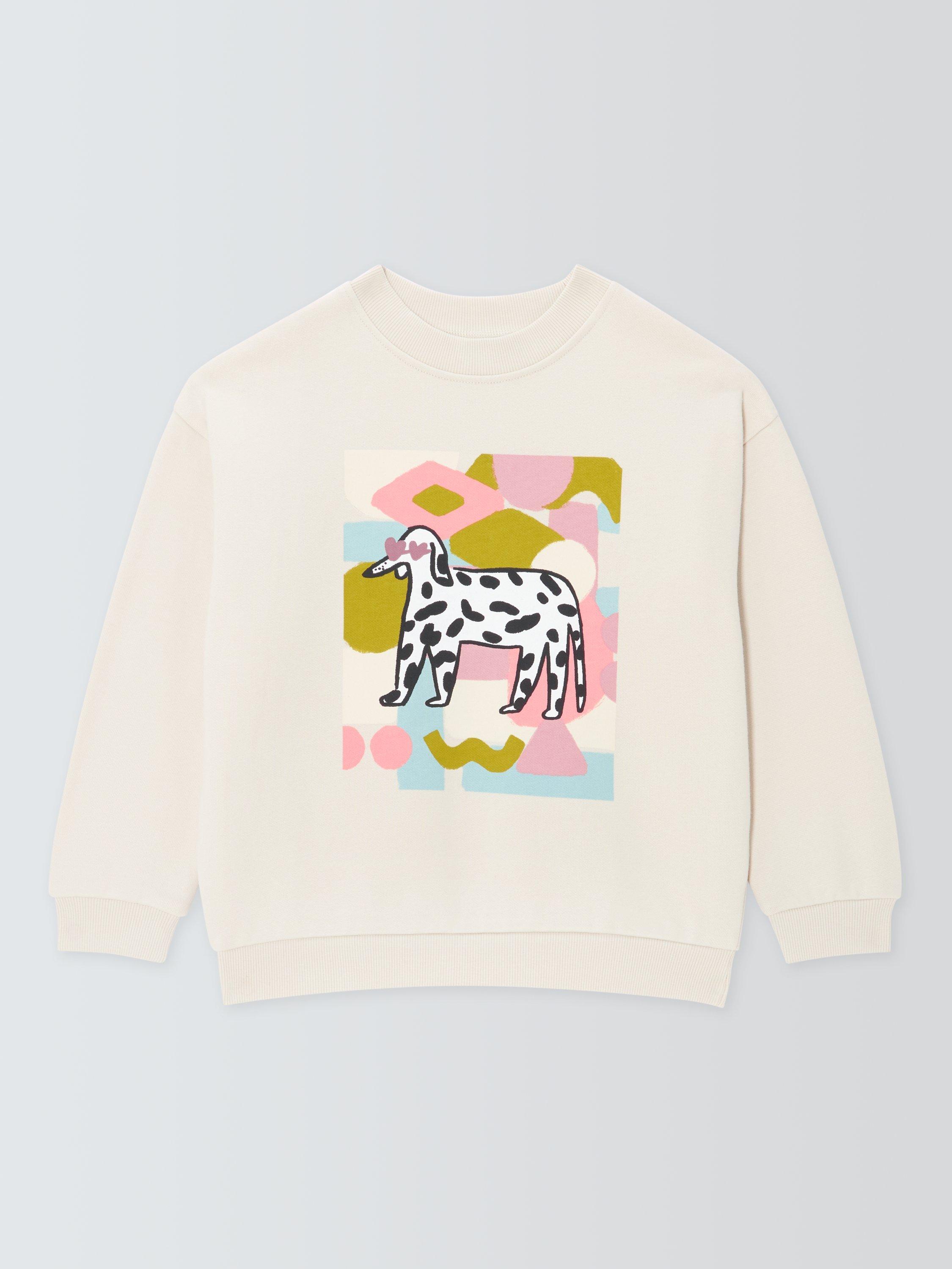 Product image 1 of 3, which shows John Lewis Kids' Sunglasses Dog Sweatshirt, White, 3 years