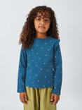 John Lewis Kids' Floral/Bird Frill Sleeve Jersey Tops, Pack of 3, Blue