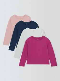 John Lewis Kids' Long Sleeve Jersey Tops, Pack of 4, Multi, Multi