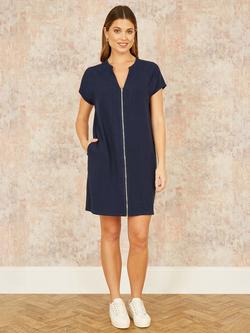 Yumi Zip Tunic Dress, Navy - view 2, Navy
