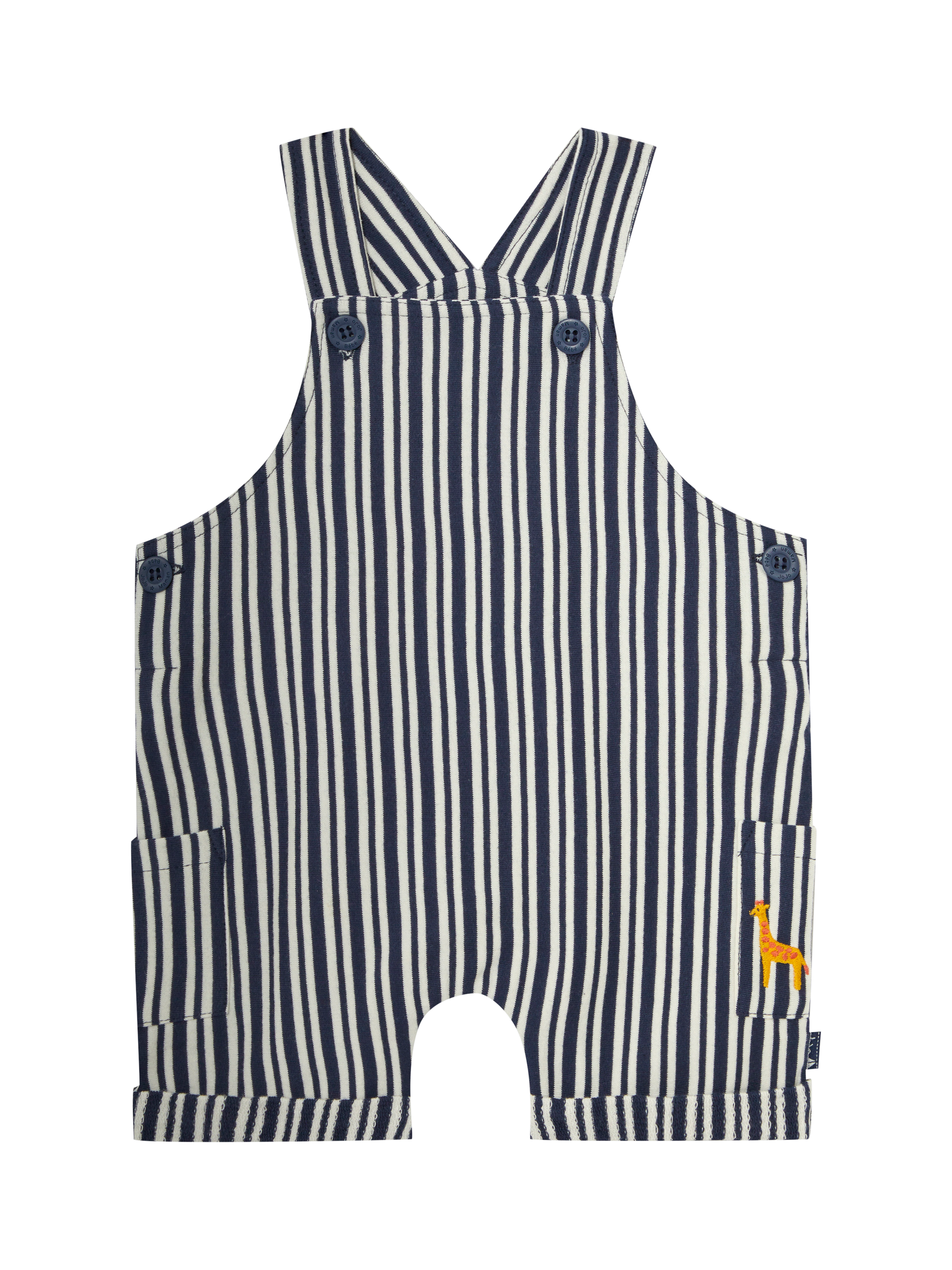 Product image 6 of 6, which shows JoJo Maman Bébé Baby T-Shirt & Stripe Dungarees Set, Navy, 0-3 months