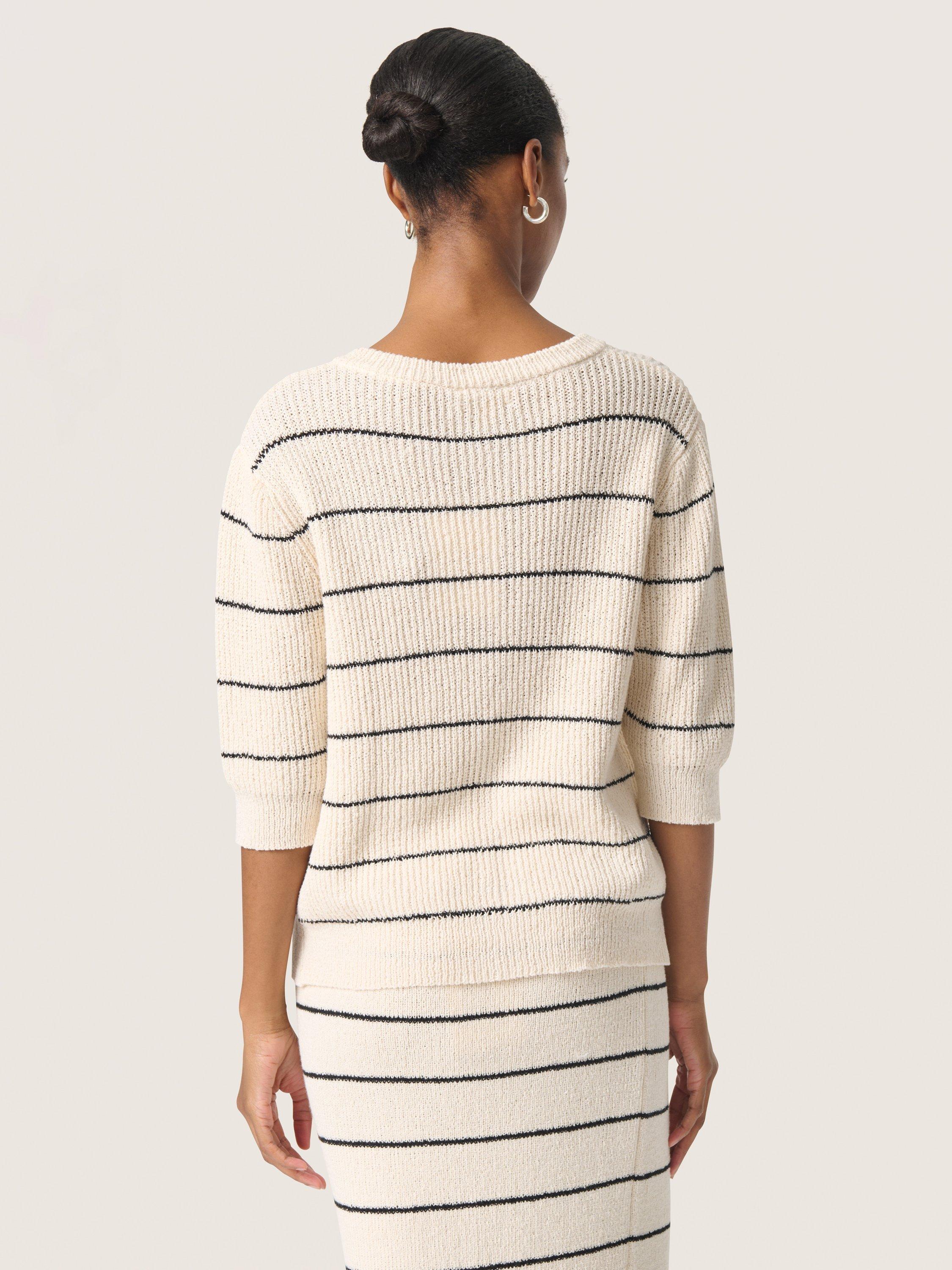 Product image 2 of 6, which shows Soaked In Luxury Winta Stripe Cardigan, White/Black, XS