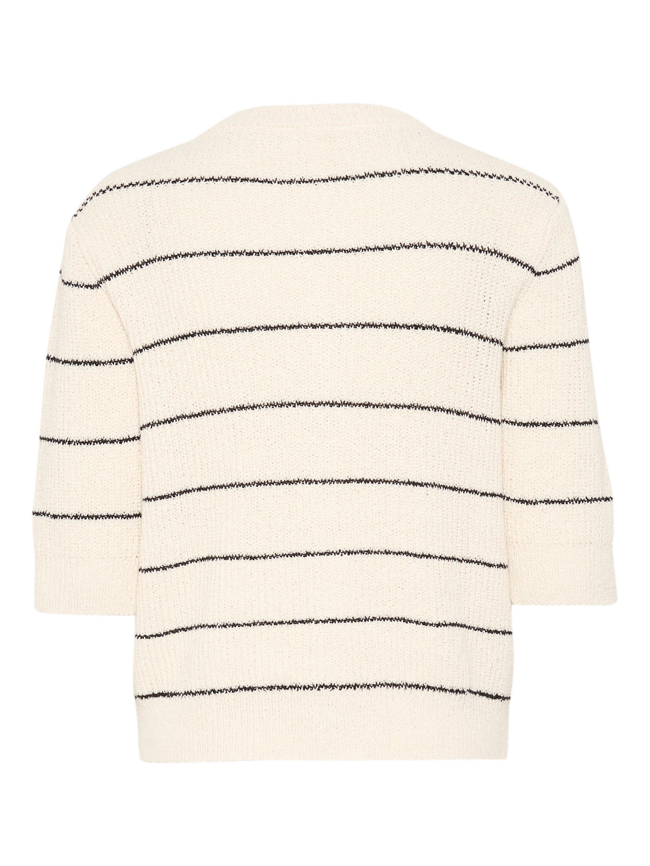 Product image 6 of 6, which shows Soaked In Luxury Winta Stripe Cardigan, White/Black, XS