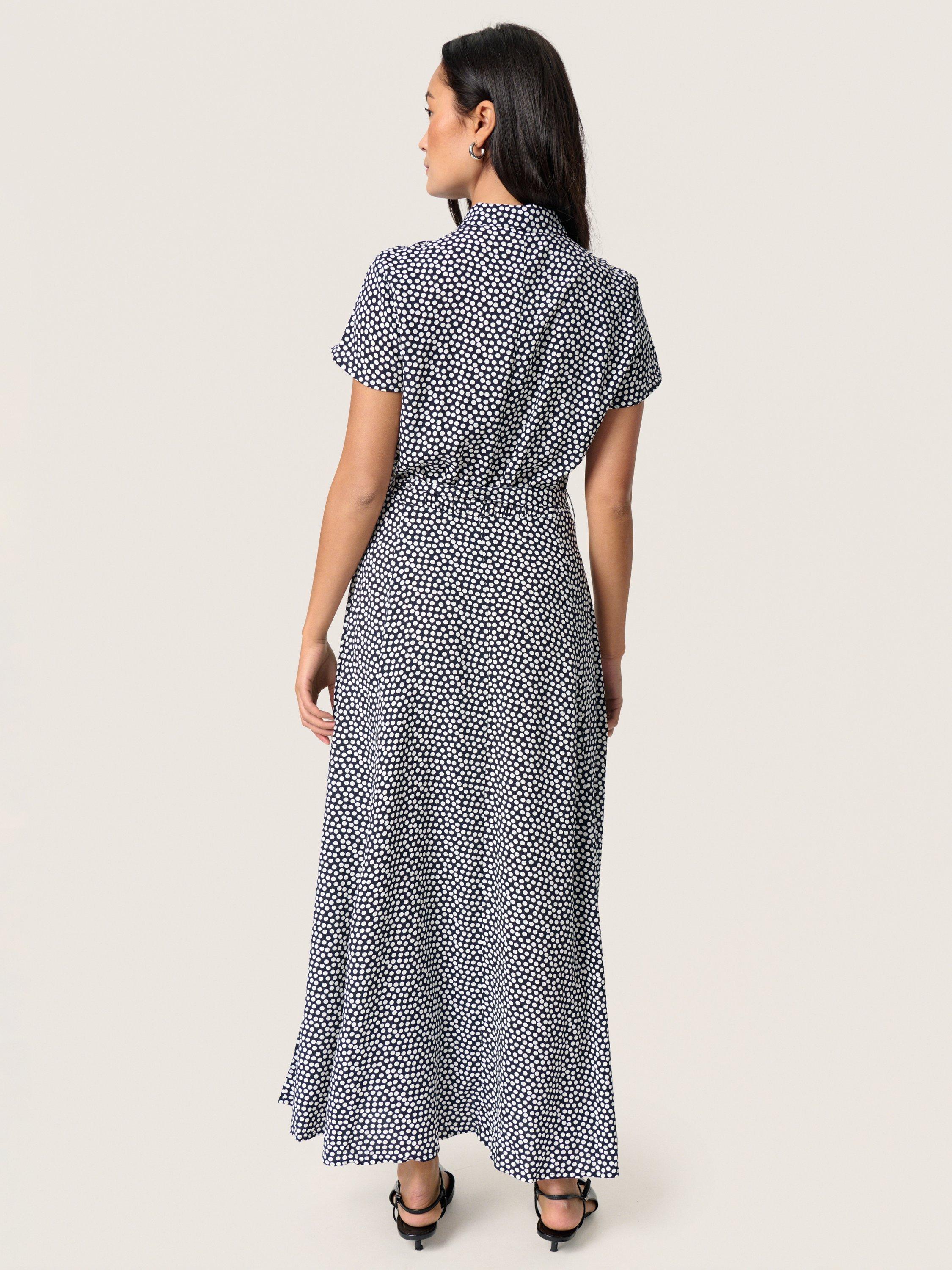Product image 2 of 5, which shows Soaked In Luxury Arjana Polka Dot Maxi Dress, Nightsky/White, XS