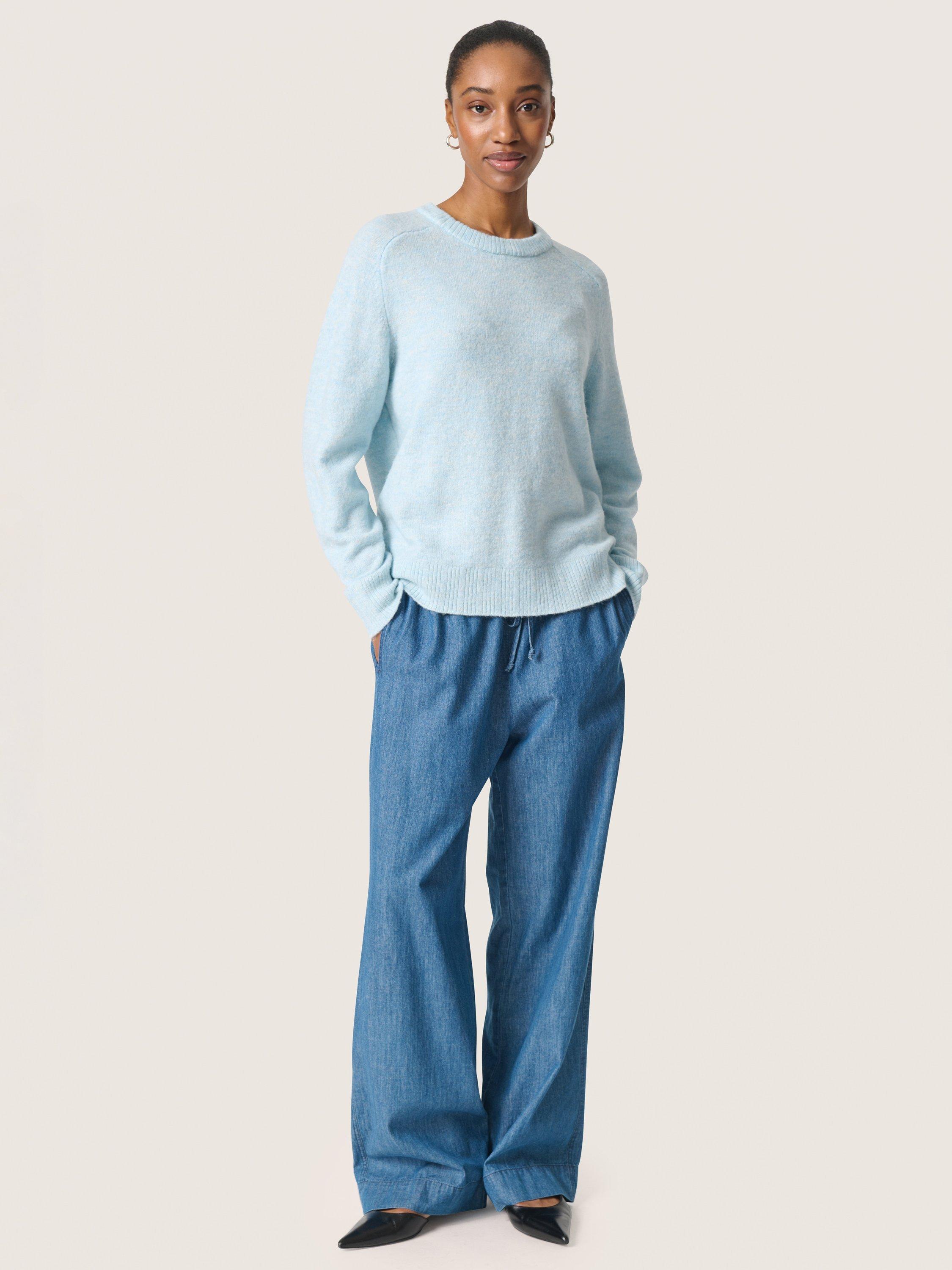 Product image 3 of 6, which shows Soaked In Luxury Amani Round Neck Jumper, Nantucket Breeze, XS