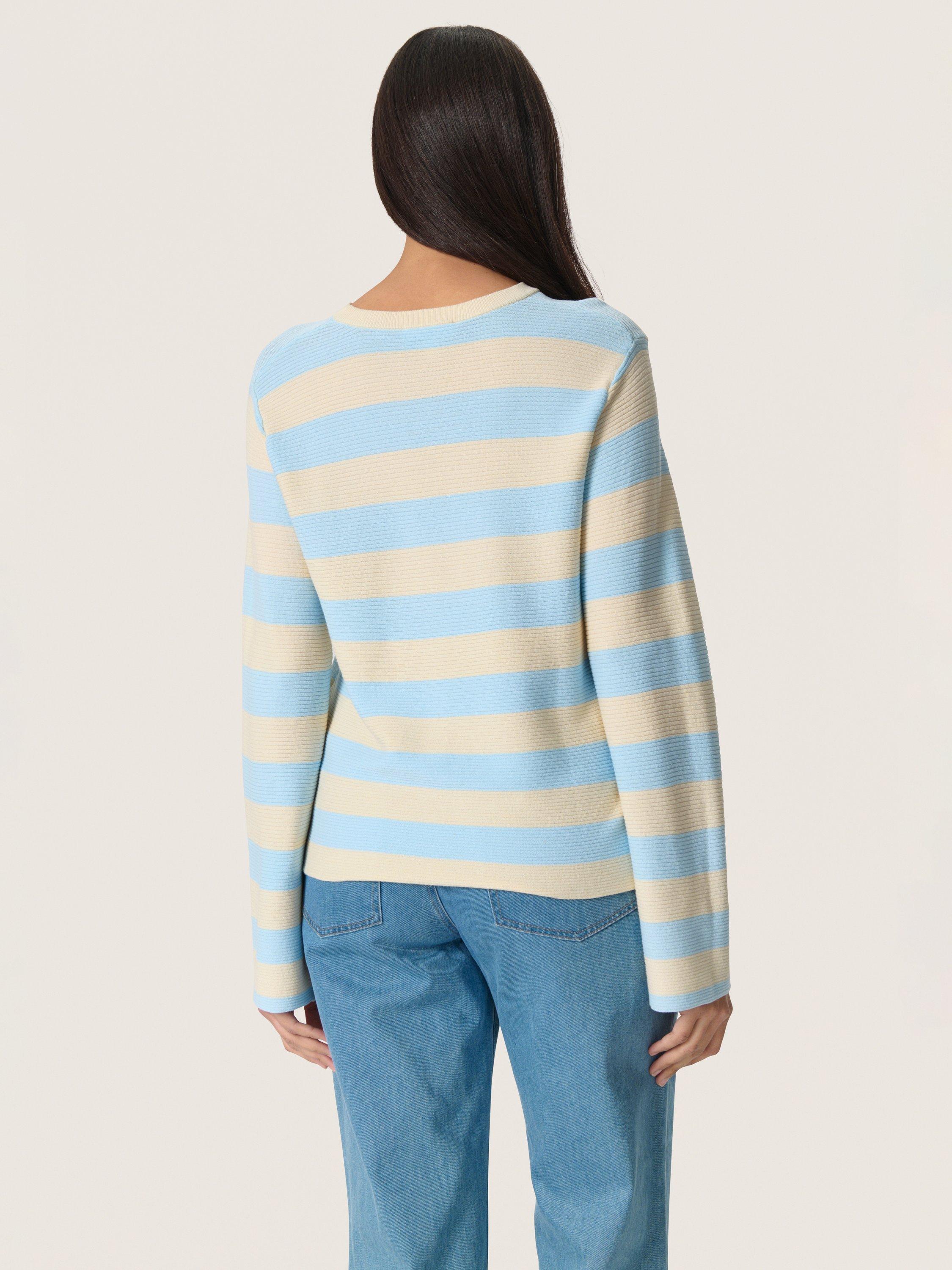 Product image 2 of 6, which shows Soaked In Luxury Lidya Stripe Rib Knit Jumper, Nantucket Breeze, XS