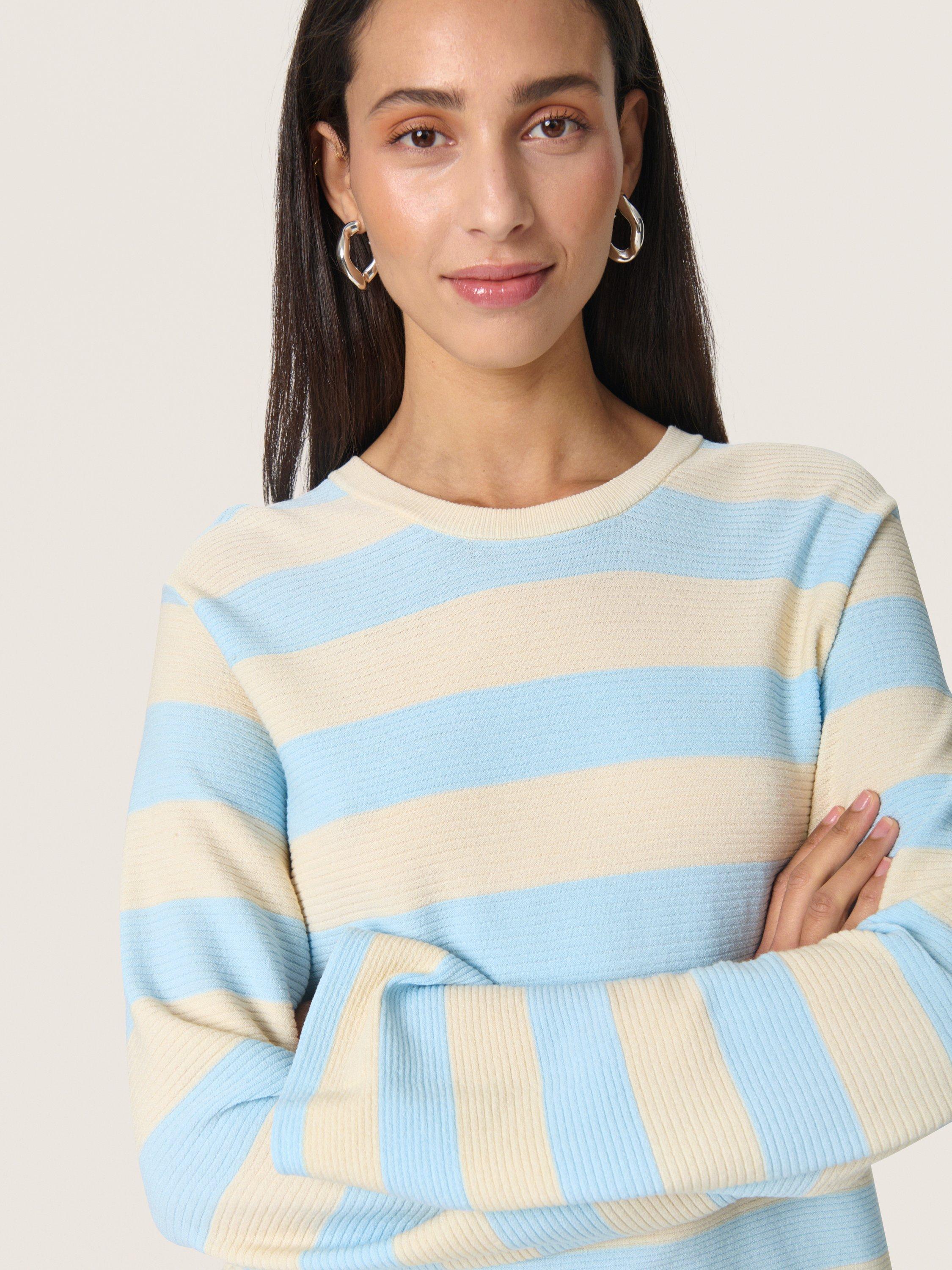 Product image 4 of 6, which shows Soaked In Luxury Lidya Stripe Rib Knit Jumper, Nantucket Breeze, XS