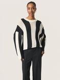 Soaked In Luxury Menaka Chunky Knit Stripe Jumper, Black/White