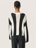 Soaked In Luxury Menaka Chunky Knit Stripe Jumper, Black/White