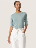 Soaked In Luxury Spina Rib Knit Short Sleeve Jumper, Silver Blue