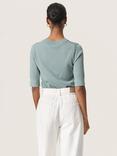 Soaked In Luxury Spina Rib Knit Short Sleeve Jumper, Silver Blue