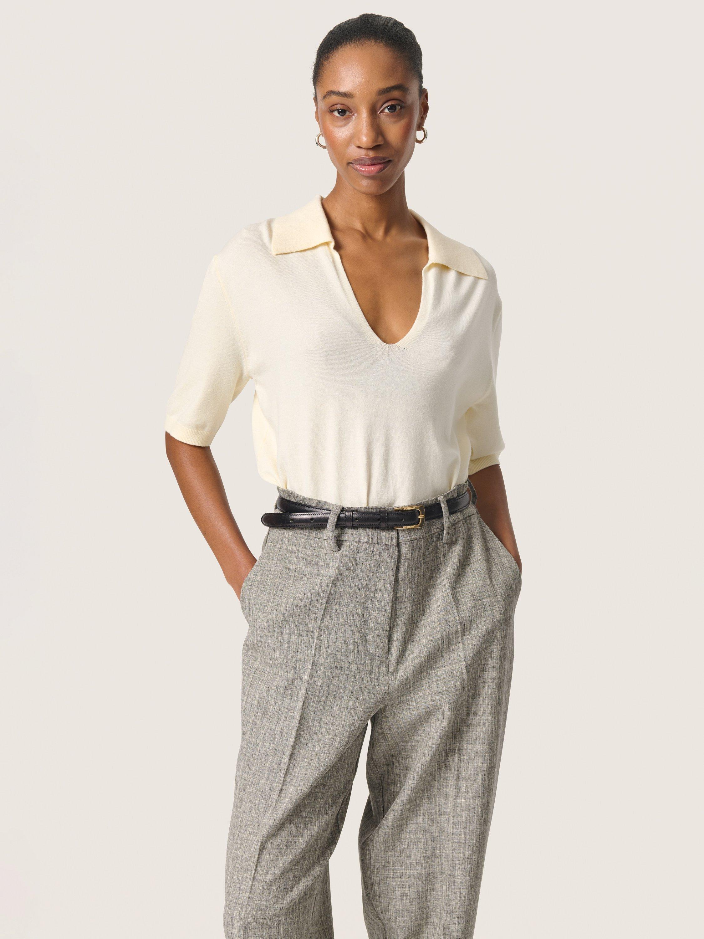 Product image 1 of 6, which shows Soaked In Luxury Spina Polo Jumper, Whisper White, XS