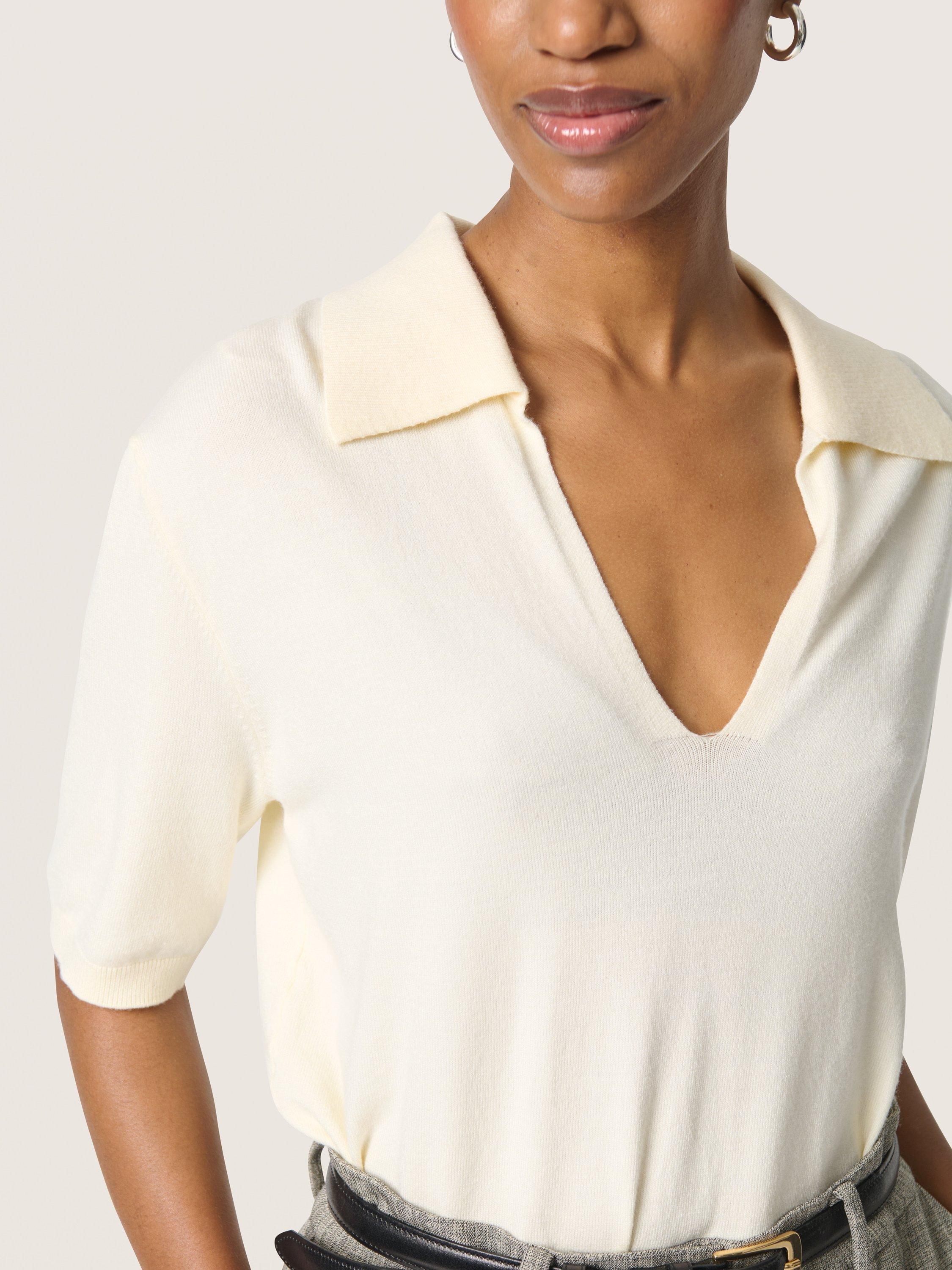 Product image 4 of 6, which shows Soaked In Luxury Spina Polo Jumper, Whisper White, XS